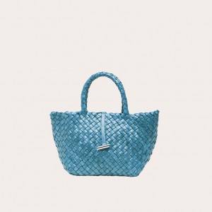 Cabas Little Liffner Mini Leather Basket Femme Bleu | 428359-VAN