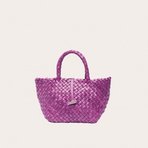 Cabas Little Liffner Mini Leather Basket Femme Rose | 056798-RYC