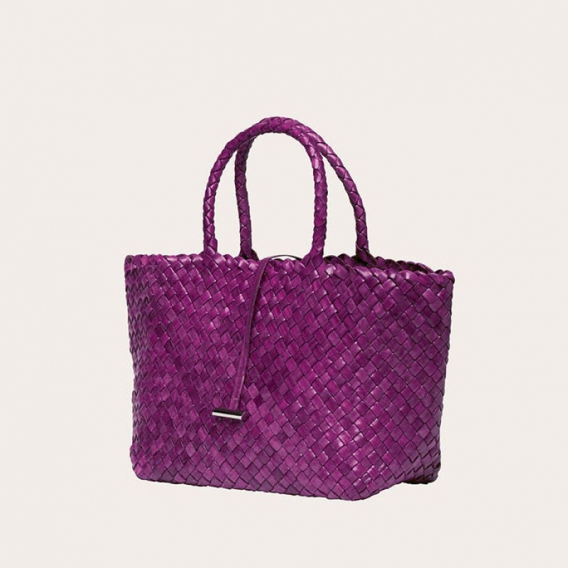 Cabas Little Liffner Midi Leather Basket Femme Rose | 905618-JPH