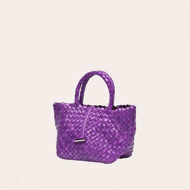 Cabas Little Liffner Mini Leather Basket Femme Violette | 895017-QZU