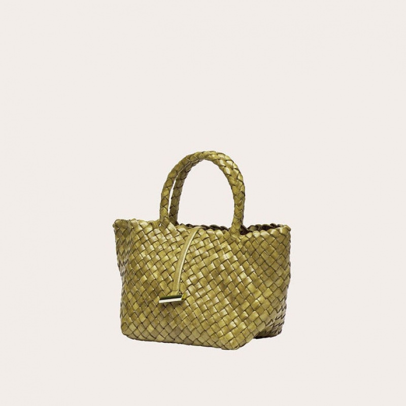 Cabas Little Liffner Mini Leather Basket Femme Vert Olive | 502394-PGV