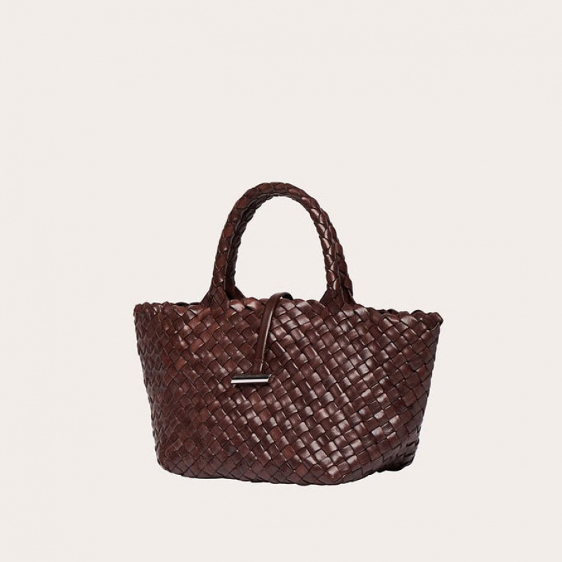 Cabas Little Liffner Mini Leather Basket Femme Marron Foncé | 967825-KNI