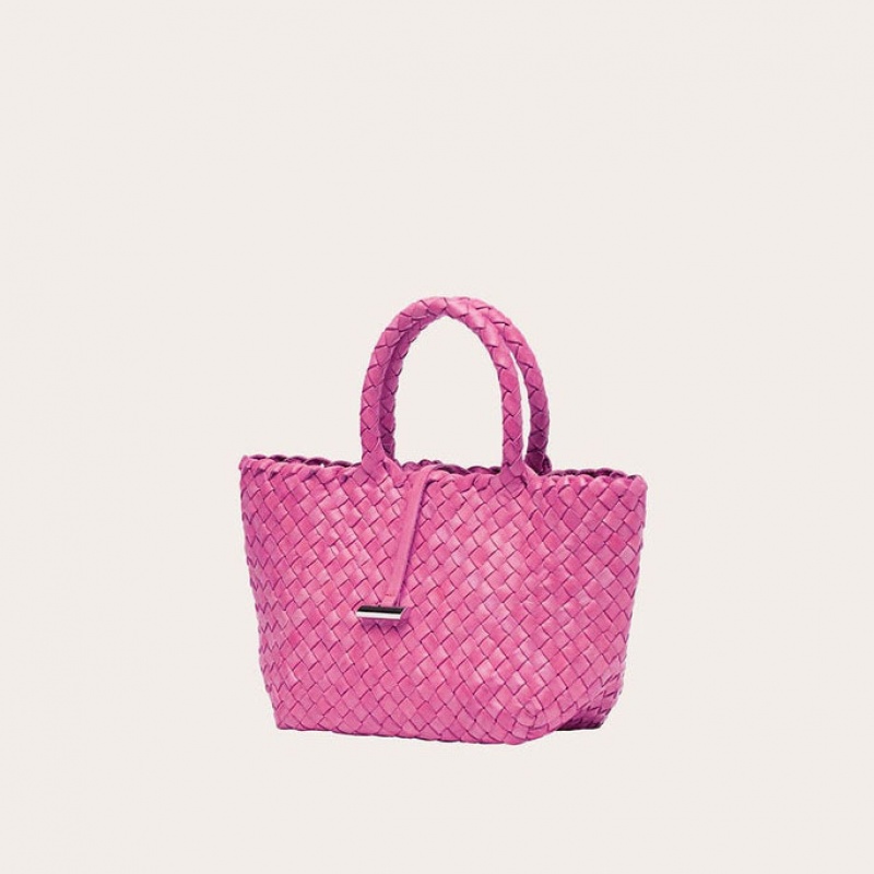 Cabas Little Liffner Mini Leather Basket Femme Rose | 190652-IDK