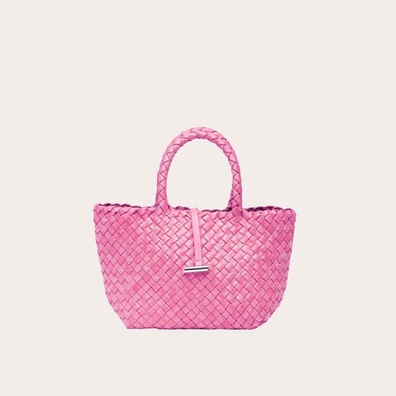 Cabas Little Liffner Mini Leather Basket Femme Rose | 190652-IDK