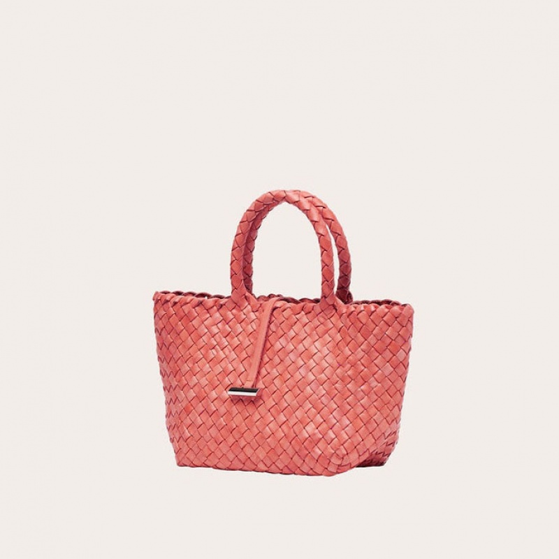 Cabas Little Liffner Mini Leather Basket Femme Orange | 680173-MOI