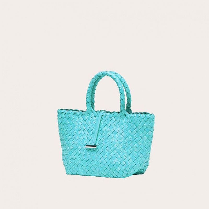 Cabas Little Liffner Mini Leather Basket Femme Bleu Clair | 275130-LUM