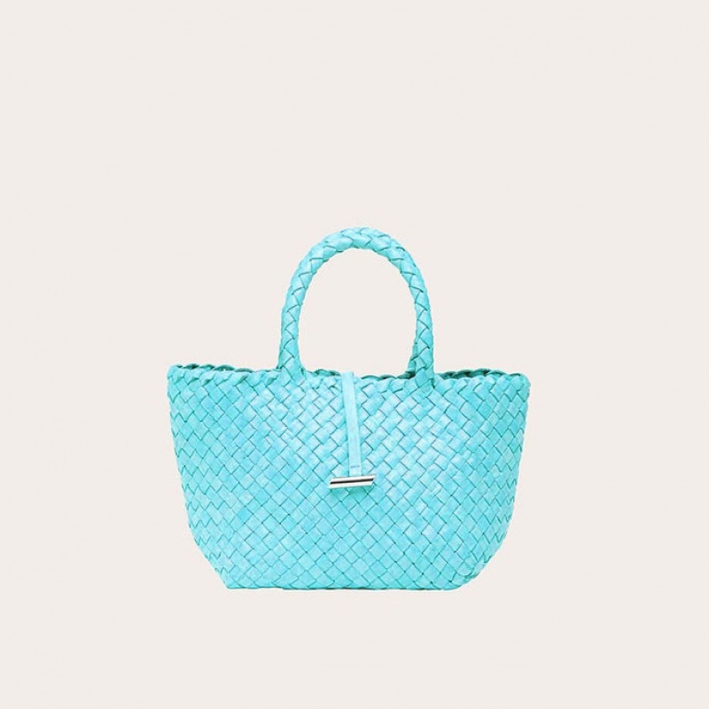 Cabas Little Liffner Mini Leather Basket Femme Bleu Clair | 275130-LUM