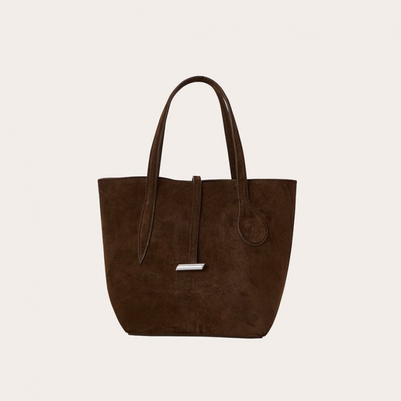 Cabas Little Liffner Sprout Mini Suede Femme Marron Foncé | 586170-WRE