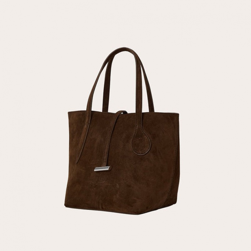 Cabas Little Liffner Sprout Mini Suede Femme Marron Foncé | 586170-WRE