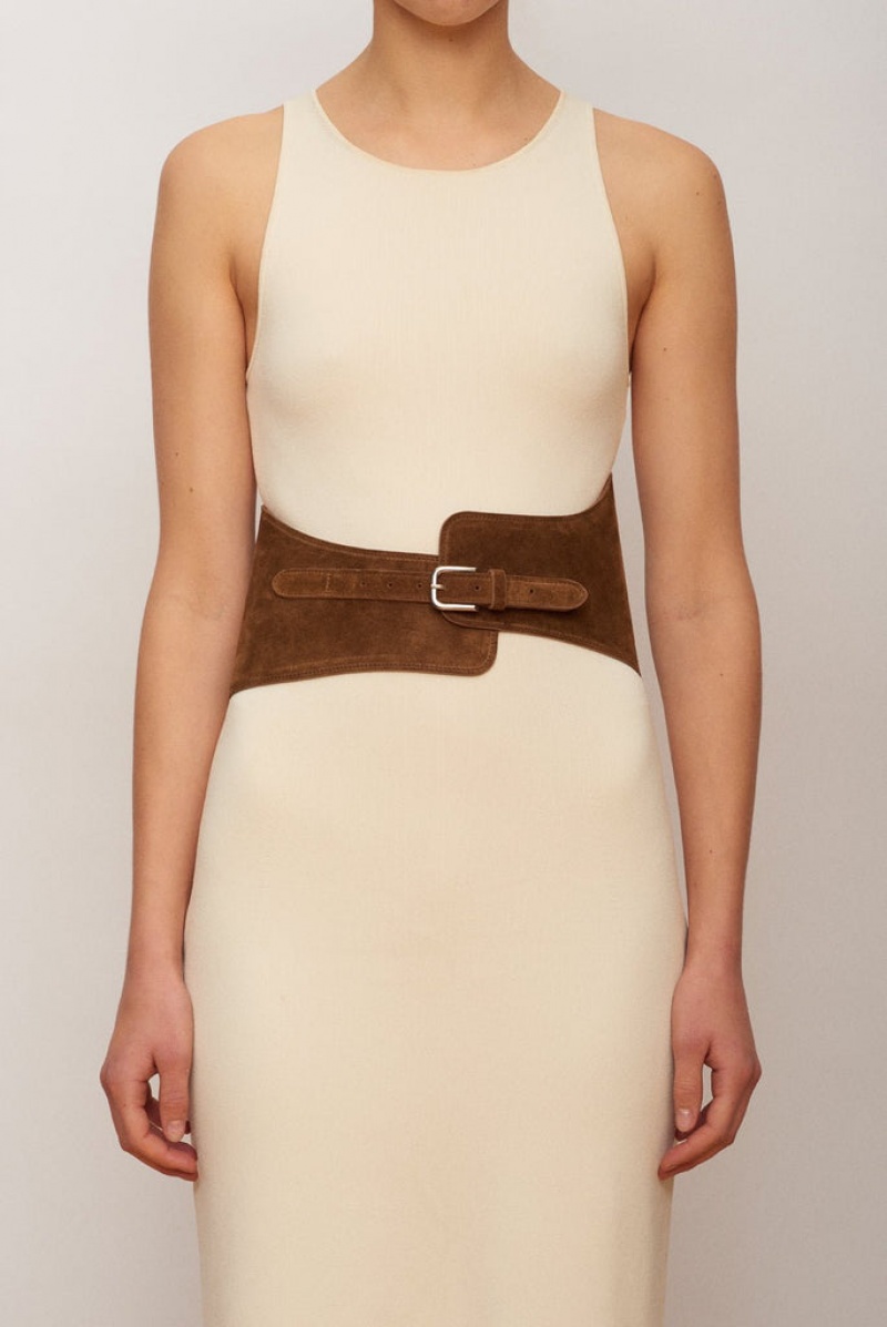 Ceintures Little Liffner Flow Corset Suede Femme Marron | 073285-GWI