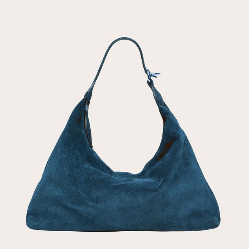 Sac Bandoulière Little Liffner Pillow Suede Femme Bleu | 240789-KGY