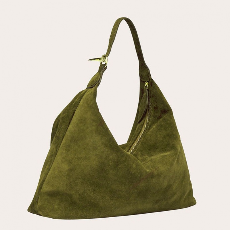 Sac Bandoulière Little Liffner Pillow Suede Femme Vert Olive | 739652-CDH