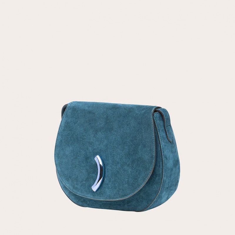 Sacs De Selle Little Liffner Maccheroni Suede Femme Turquoise | 258439-IOR