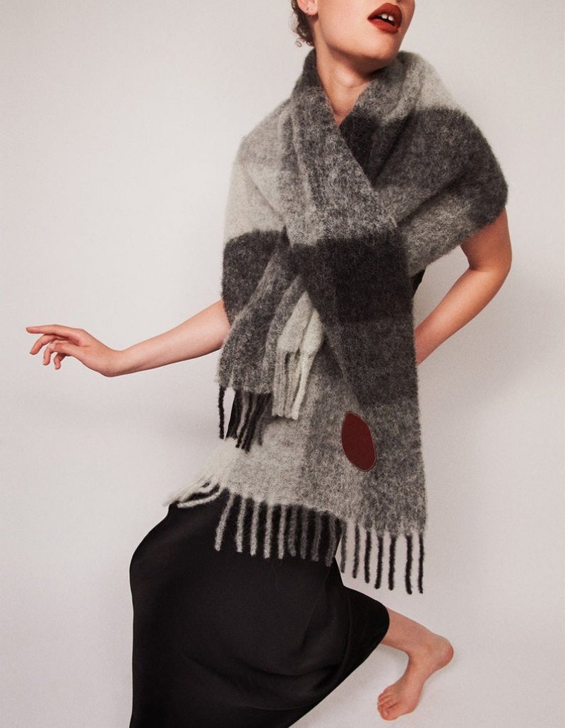 Écharpe Little Liffner Pull Through Check Femme Grise | 940218-PED